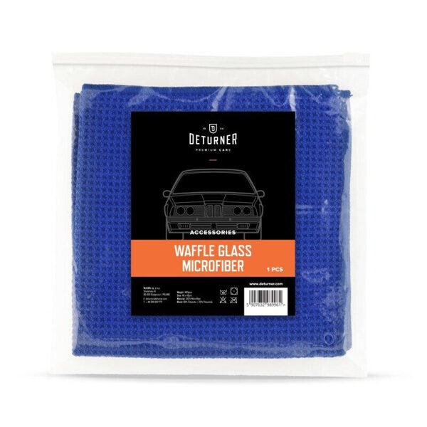 Mikropluošto rankšluostis automobilio priežiūrai - DETURNER WAFFLE GLASS TOWEL 40x40cm